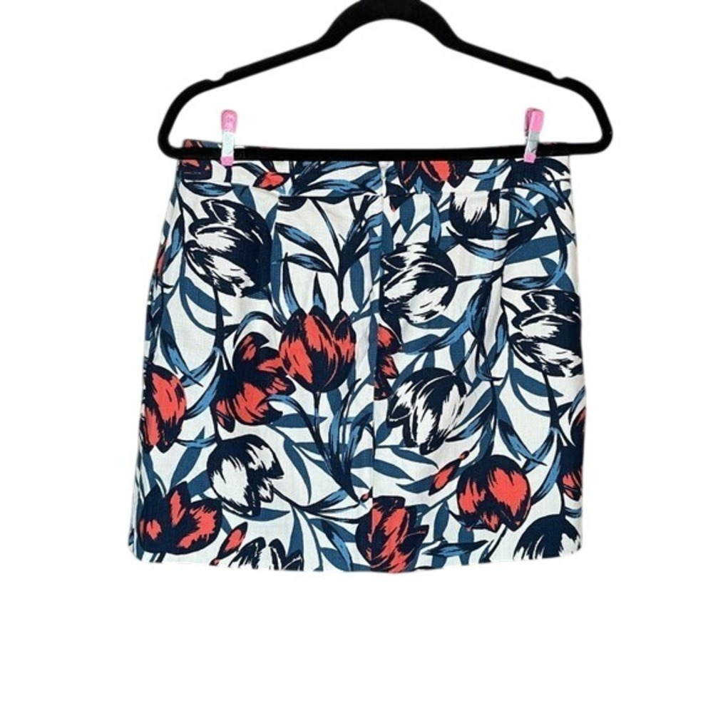 J.Crew‎ Blue Red White Floral Cotton Mini Skirt Women Size 6